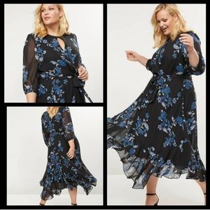 New Lane Bryant Floral High-Low Ruffle Hem Dress